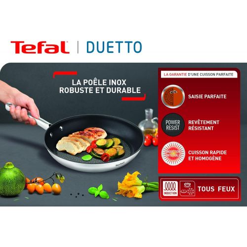 테팔 Tefal A70408Duetto Sealed Stainless Steel Frying Pan for Induction 32cm
