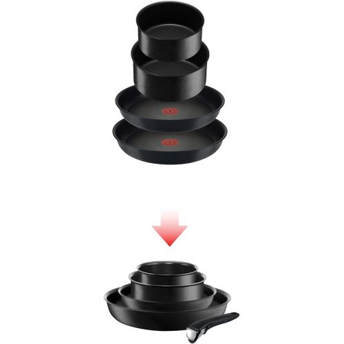 테팔 Tefal l65491 Performance and Pot Set of 5 Pans with Non-Stick Coating Suitable for Induction cookers Starter Set, Black.