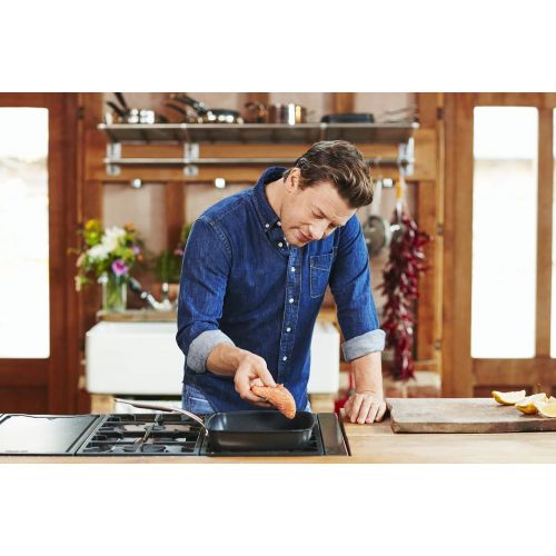 테팔 Tefal Jamie Oliver Hard Anodised Premium Series Grill Pan - 23x27cm, Black