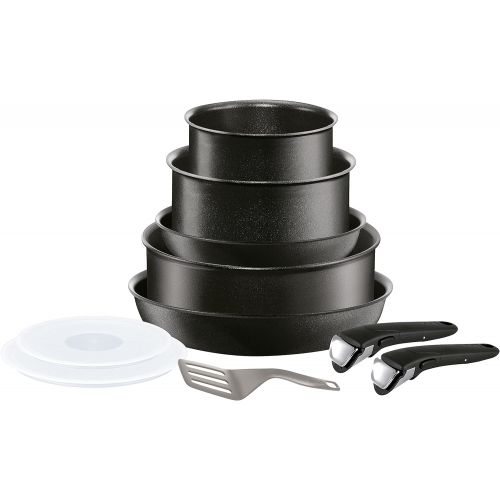 테팔 Tefal L6549702 Ingenio 5Performance Frying Pans and Saucepans -Suitable for All Heat Sources Including Induction - Black - Set of 10