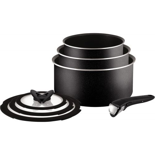 테팔 Tefal Ingenio Essential 7-Piece Saucepan Set with Lids, Black