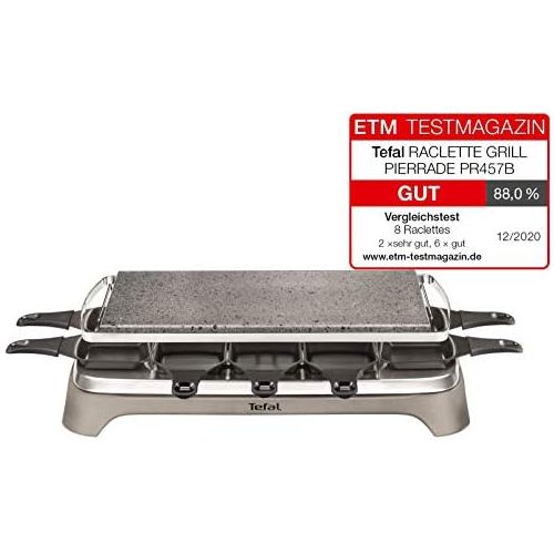 테팔 [아마존베스트]Tefal Pierrade PR457B Raclette Grill | 10 People | 10 Non-Stick Coated Dishwasher-Safe Frying Pan | Scraper Included | Stone Grill Plate for Great Barbecue Enjoyment | Removable Ca