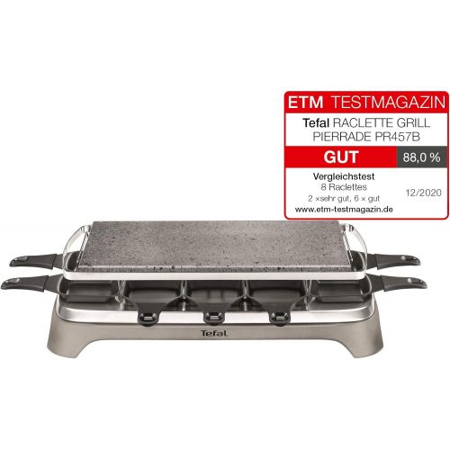 테팔 [아마존베스트]Tefal Pierrade PR457B Raclette Grill | 10 People | 10 Non-Stick Coated Dishwasher-Safe Frying Pan | Scraper Included | Stone Grill Plate for Great Barbecue Enjoyment | Removable Ca