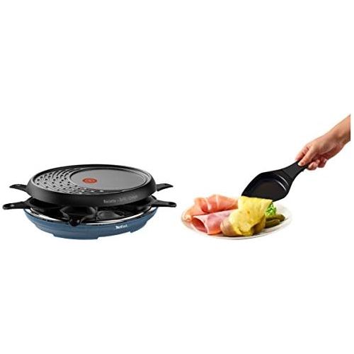 테팔 [아마존베스트]Tefal Raclette Colormania 3-in-1 Raclette and Crepe Grill, Non-Stick Coating, Easy Plus, 8 Mini Pans, Dishwasher-Safe, 1050 W, Blue Steel, RE310401