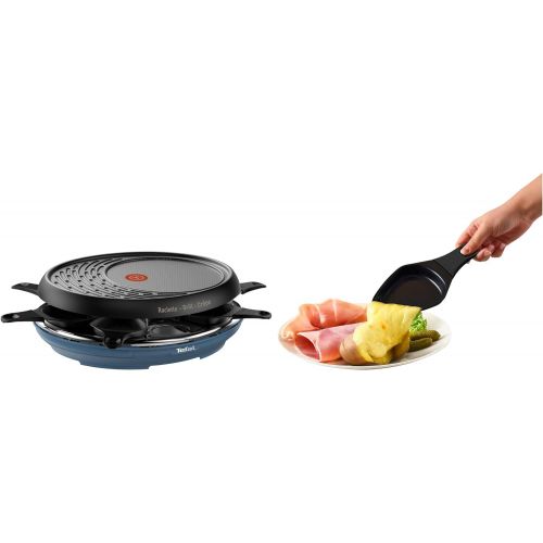 테팔 [아마존베스트]Tefal Raclette Colormania 3-in-1 Raclette and Crepe Grill, Non-Stick Coating, Easy Plus, 8 Mini Pans, Dishwasher-Safe, 1050 W, Blue Steel, RE310401