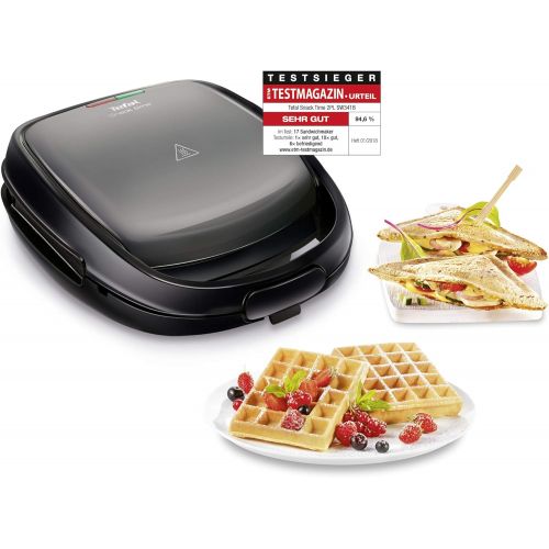 테팔 [아마존베스트]Tefal Snack Time 2-in-1 Combi Appliance SW341B [(Belgian) Waffle Iron and (Triangular) Sandwich Toaster, 2 Removable Non-Stick Plate Sets (Dishwasher Safe); Multifunctional; 700W]