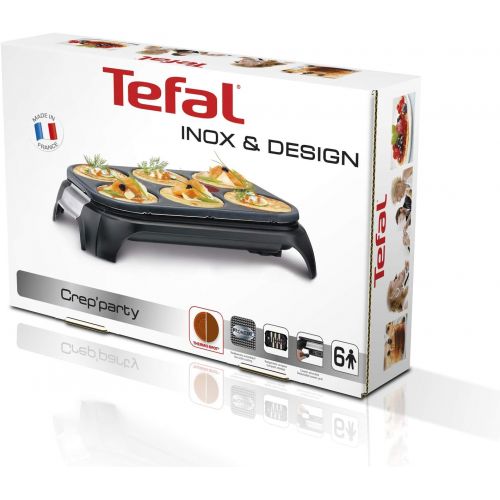 테팔 [아마존베스트]Tefal Crep Party stainless steel & design PY558813 - pancake and non-stick coating made of stainless steel with a capacity for 6 pancakes, pancakes or pancakes