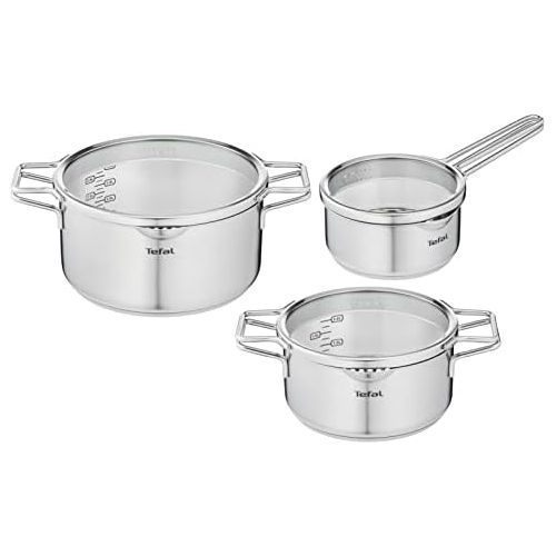 테팔 [아마존베스트]Tefal Nordica H852S3 6-Piece Saucepan Set Consisting of Saucepan 16 cm Including Lid and Saucepans 20/24 cm Including Lid Double Handle Suitable for Induction Cookers All Types of