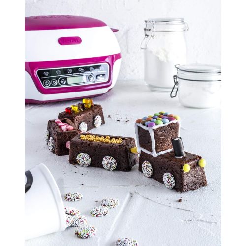 테팔 [아마존베스트]Tefal Cake Factory KD8018 1,200W Smart Cake Maker Mini Oven (Ideal for Muffins, Chocolate Lava Cakes, Cup Cakes, Cereal Bars, Biscuit Cakes incl. Recipe Book) white/purple