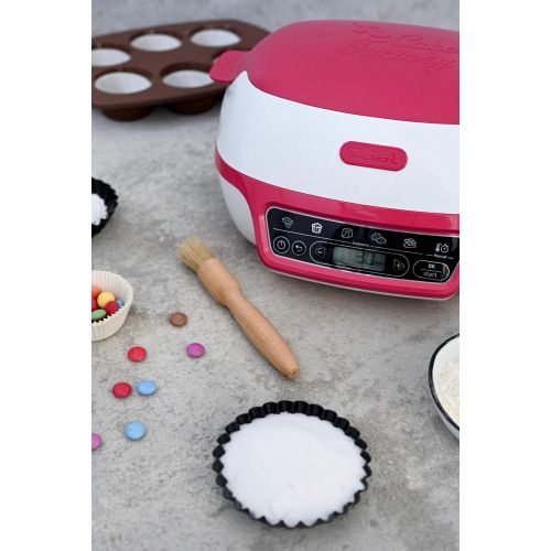 테팔 [아마존베스트]Tefal Cake Factory KD8018 1,200W Smart Cake Maker Mini Oven (Ideal for Muffins, Chocolate Lava Cakes, Cup Cakes, Cereal Bars, Biscuit Cakes incl. Recipe Book) white/purple