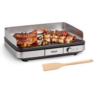 Tefal Maxi Plancha CB690D Electric Table Grill | Extra Large | Non Stick Teppanyaki Plate | Easy to Clean | Indoor and Outdoor Use | Includes Removable Wind Shield + Wooden Spatula