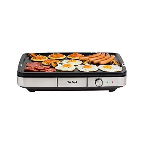 테팔 Tefal Maxi Plancha CB690D Electric Table Grill | Extra Large | Non Stick Teppanyaki Plate | Easy to Clean | Indoor and Outdoor Use | Includes Removable Wind Shield + Wooden Spatula