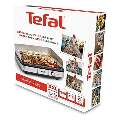 테팔 Tefal Maxi Plancha CB690D Electric Table Grill | Extra Large | Non Stick Teppanyaki Plate | Easy to Clean | Indoor and Outdoor Use | Includes Removable Wind Shield + Wooden Spatula