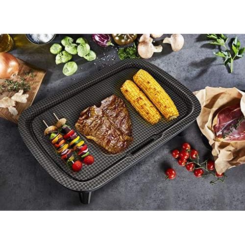 테팔 Tefal YY4570FB Plancha Des Saveurs Electric Grill Plate, Non Stick Coating, Titanium Force, Thermo Spot Technology, Adjustable Thermostat, Removable Plate, Dishwasher Safe, Black