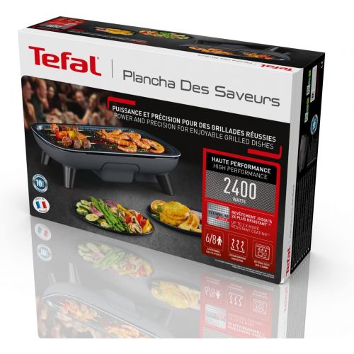 테팔 Tefal YY4570FB Plancha Des Saveurs Electric Grill Plate, Non Stick Coating, Titanium Force, Thermo Spot Technology, Adjustable Thermostat, Removable Plate, Dishwasher Safe, Black