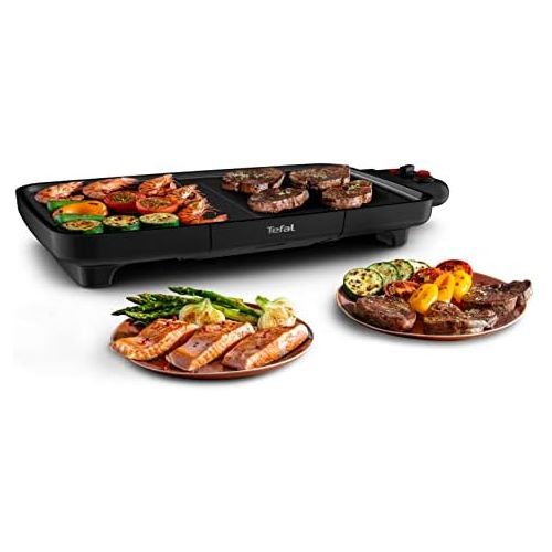 테팔 Tefal Plancha Booster Electric Plancha 2200 W, 2 Cooking Zones, Adjustable Thermostat, Large Cooking Surface, Non Stick Coating, Thermospot, Container for Juice, Dishwasher Safe CB