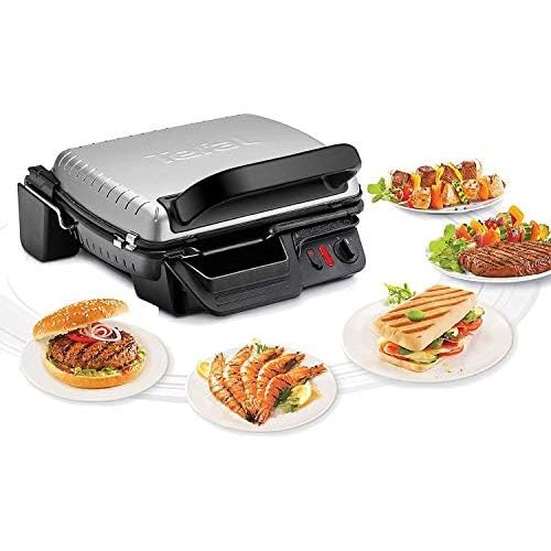 테팔 Tefal Promopack Contact Grill with Removable Non Stick Sealed Die Cast Aluminium Plates, Hinged, Dishwasher Safe