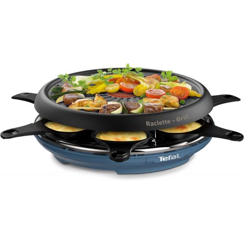 테팔 TEFAL Colormania RE12A401 2 in 1 Raclette and Grill, Non Stick Coating, Easy Plus, 6 Bowls, Dishwasher Safe, 850 W