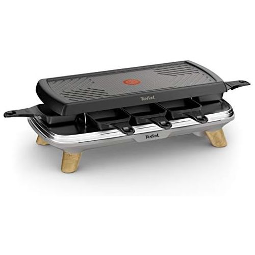 테팔 Tefal Raclette Gourmet RE610D | Raclette and Table Grill | 8 People | Extra Deep Frying Pan | Non Stick Coating | Dishwasher Safe | On/Off Switch | Removable Cable | 1350 W