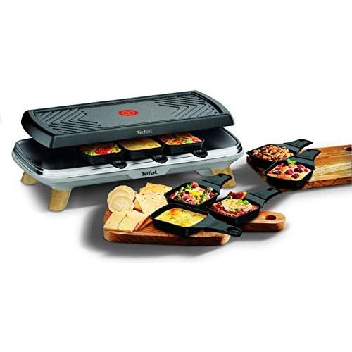 테팔 Tefal Raclette Gourmet RE610D | Raclette and Table Grill | 8 People | Extra Deep Frying Pan | Non Stick Coating | Dishwasher Safe | On/Off Switch | Removable Cable | 1350 W