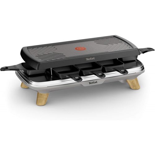 테팔 Tefal Raclette Gourmet RE610D | Raclette and Table Grill | 8 People | Extra Deep Frying Pan | Non Stick Coating | Dishwasher Safe | On/Off Switch | Removable Cable | 1350 W