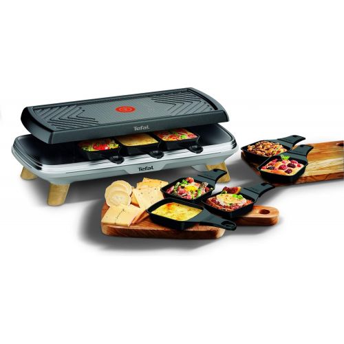 테팔 Tefal Raclette Gourmet RE610D | Raclette and Table Grill | 8 People | Extra Deep Frying Pan | Non Stick Coating | Dishwasher Safe | On/Off Switch | Removable Cable | 1350 W