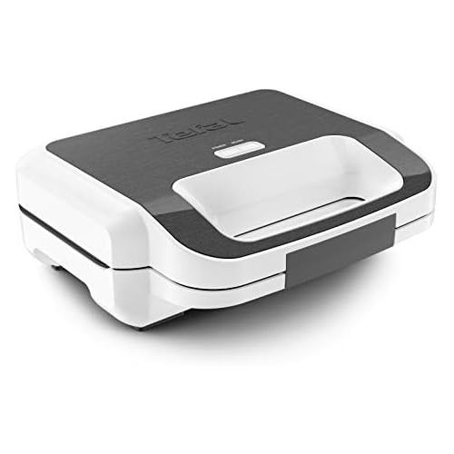 테팔 Tefal SW7011 Snack XL Sandwich Maker and Waffle Iron 2 Non Stick Plate Sets Extra Deep Shape Plates are Dishwasher Safe Includes Recipe Book 850 Watt White/Black