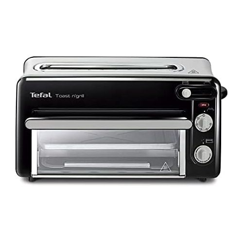 테팔 [아마존베스트]Tefal Toast n Grill TL6008 | 2 in 1 Toaster and Mini Oven | Very Energy Efficient and Fast | 1300 Watt | Black / Aluminium Matt