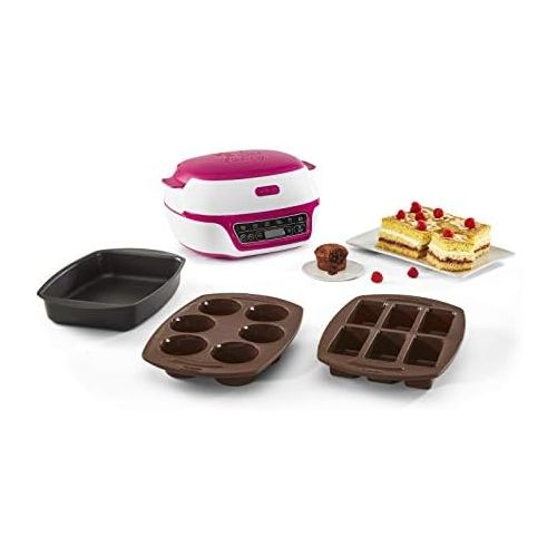 테팔 [아마존베스트]Tefal Cake Factory KD8018 1,200W Smart Cake Maker Mini Oven (Ideal for Muffins, Chocolate Lava Cakes, Cup Cakes, Cereal Bars, Biscuit Cakes incl. Recipe Book) white/purple