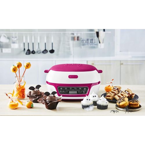테팔 [아마존베스트]Tefal Cake Factory KD8018 1,200W Smart Cake Maker Mini Oven (Ideal for Muffins, Chocolate Lava Cakes, Cup Cakes, Cereal Bars, Biscuit Cakes incl. Recipe Book) white/purple