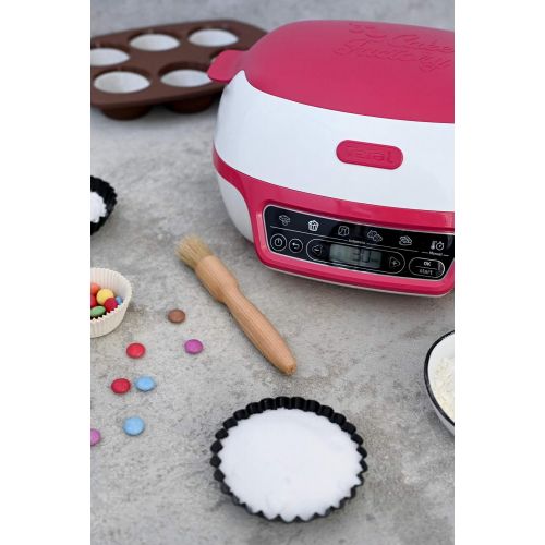 테팔 [아마존베스트]Tefal Cake Factory KD8018 1,200W Smart Cake Maker Mini Oven (Ideal for Muffins, Chocolate Lava Cakes, Cup Cakes, Cereal Bars, Biscuit Cakes incl. Recipe Book) white/purple