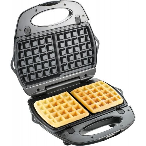 테팔 T-fal Waffle Maker, Sandwich Maker, Easy to Clean & Removable Dishwasher Safe Plates, 2 Slice, Silver