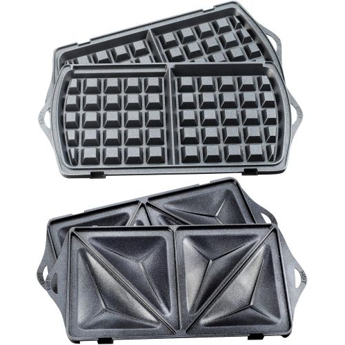 테팔 T-fal Waffle Maker, Sandwich Maker, Easy to Clean & Removable Dishwasher Safe Plates, 2 Slice, Silver