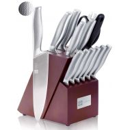 T.J Koch Cutlery Knife Block Set 15-piece Premium Single Piece Stainless Steel Sharp Kitchen Knives Non-slip Handle Kitchen Scissors & Sharpener Home Cooking Essential Gift Set