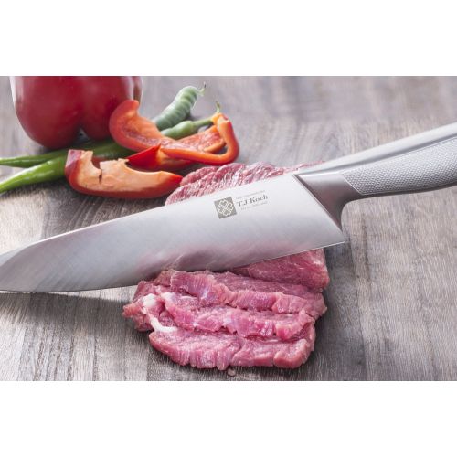  T.J Koch Knife Set Single Piece Stainless Steel Forged Sharp Kitchen Knives With Block Cutting Board Non-Slip Handle Sharpener Scissors Steak Knives JP.SUS420 15-piece