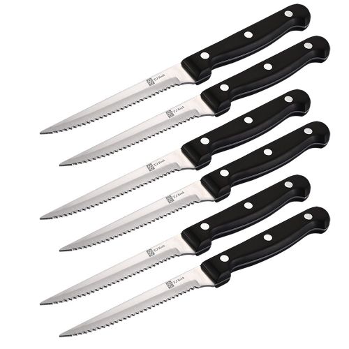  T.J Koch Knife Set with Block 15-Piece Stainless Steel Kitchen Knives Set 8 Chef Slicing Bread 5 Utility 3½ Paring 4½ Steak Knives x 6 Sharpener Steel Bamboo Board