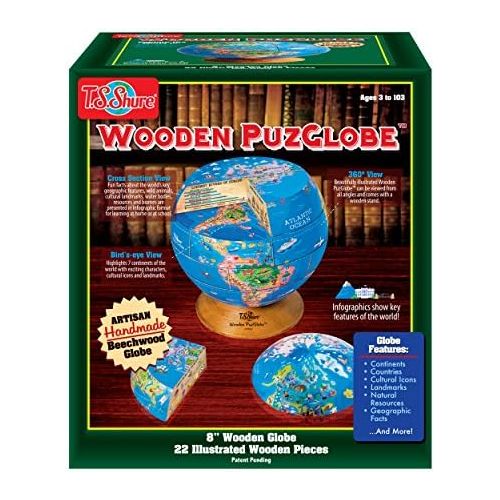  T.S. Shure PuzGlobe 3-D Wooden Globe