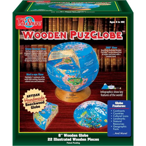  T.S. Shure PuzGlobe 3-D Wooden Globe