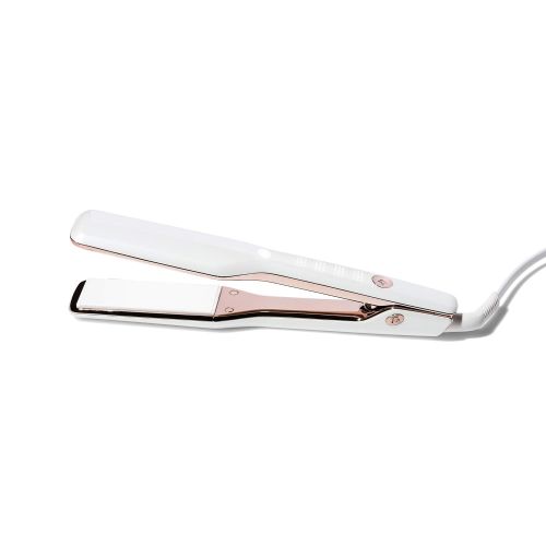 T3 - Singlepass X 1.5” Styling Iron (White & Rose Gold) | Custom Blend Ceramic + Ionic Flat Iron for Hair Straightening and Smoothing | Wide Hair Straightener for Long, Thick or Co