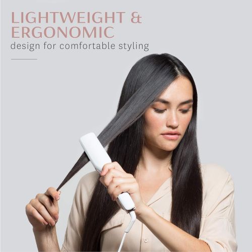  T3 - Singlepass X 1.5” Styling Iron (White & Rose Gold) | Custom Blend Ceramic + Ionic Flat Iron for Hair Straightening and Smoothing | Wide Hair Straightener for Long, Thick or Co
