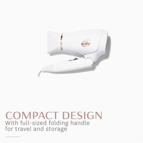  T3 - Featherweight Compact Folding Hair Dryer | Lightweight & Portable Dual Voltage Travel Hair Dryer | T3 SoftAire Technology for Fast, Healthy, and Frizz-Free Blow Drying | Inclu