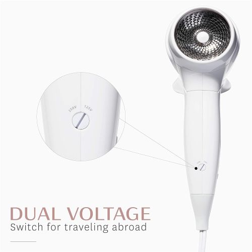  T3 - Featherweight Compact Folding Hair Dryer | Lightweight & Portable Dual Voltage Travel Hair Dryer | T3 SoftAire Technology for Fast, Healthy, and Frizz-Free Blow Drying | Inclu