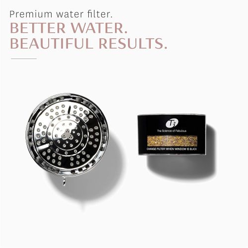  T3 Source Showerhead | Adjustable Chrome Shower Head with Chlorine Filter | Copper, Zinc, and Calcium Water Mineral Filter Reduces Free Chlorine and Hydrogen Sulfide | Tourmaline p