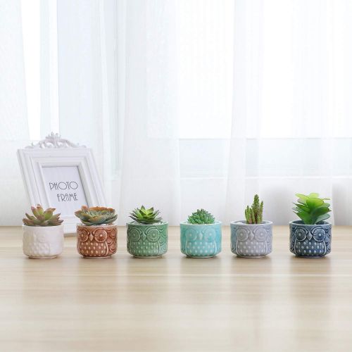  [아마존 핫딜]  [아마존핫딜]T4U Ceramic Succulent Pots Mini Size Ice Crack Planter Set of 12, Cute Owl Bonsai Pots Home Office Decoration Desktop Windowsill Gift for Baby Shower Birthday