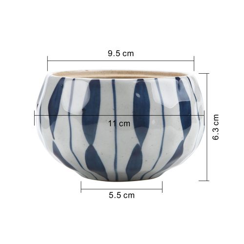  T4U Japanese Style 4.25 Ceramic Bowl Shape Succulent Plant Pot with Bamboo Tray - Collection of 5