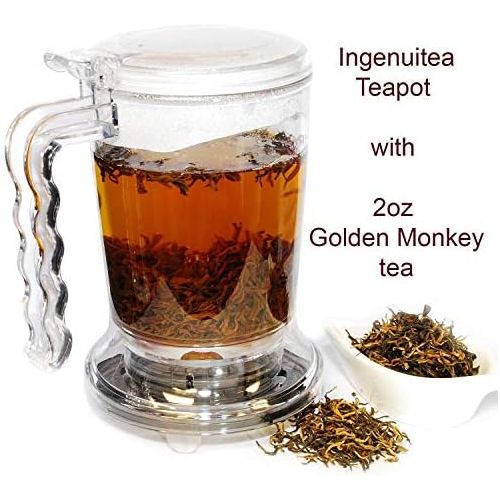  IngenuiTEA 16oz Teapot Set with 2oz T7 TEA Golden Monkey Black Tea