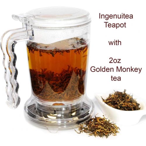  IngenuiTEA 16oz Teapot Set with 2oz T7 TEA Golden Monkey Black Tea