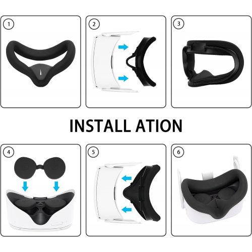  [아마존베스트]TAACOO VR Silicone Face Cover with Protective Lens Cover for Oculus Quest 2 Washable Cushion Cover Sweatproof & Lightproof (Black)