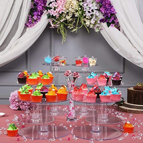  Tableclothsfactory Lovely 7 Tier HEAVY DUTY Acrylic Crystal Glass Clear Cake Dessert Decorating Stand For Birthday Xmas Party Wedding