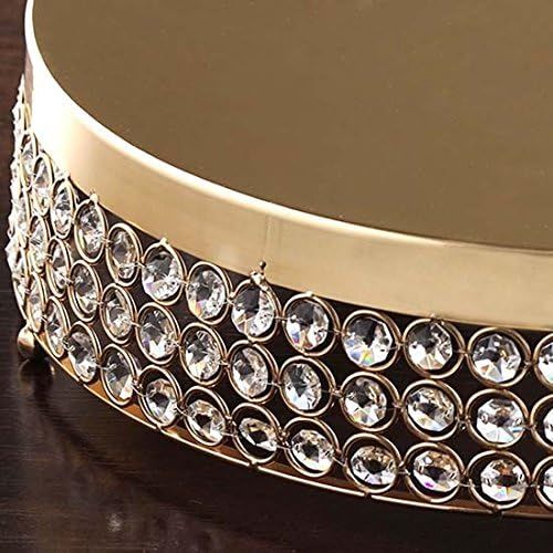  Tableclothsfactory Gold Grand Wedding Beaded Crystal Metal Cake Centerpiece Stand Wedding Party Rise Cake Display Stand - 15.5 Diameter